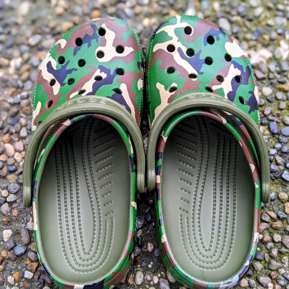 Big kids size 5 Camouflage Crocs